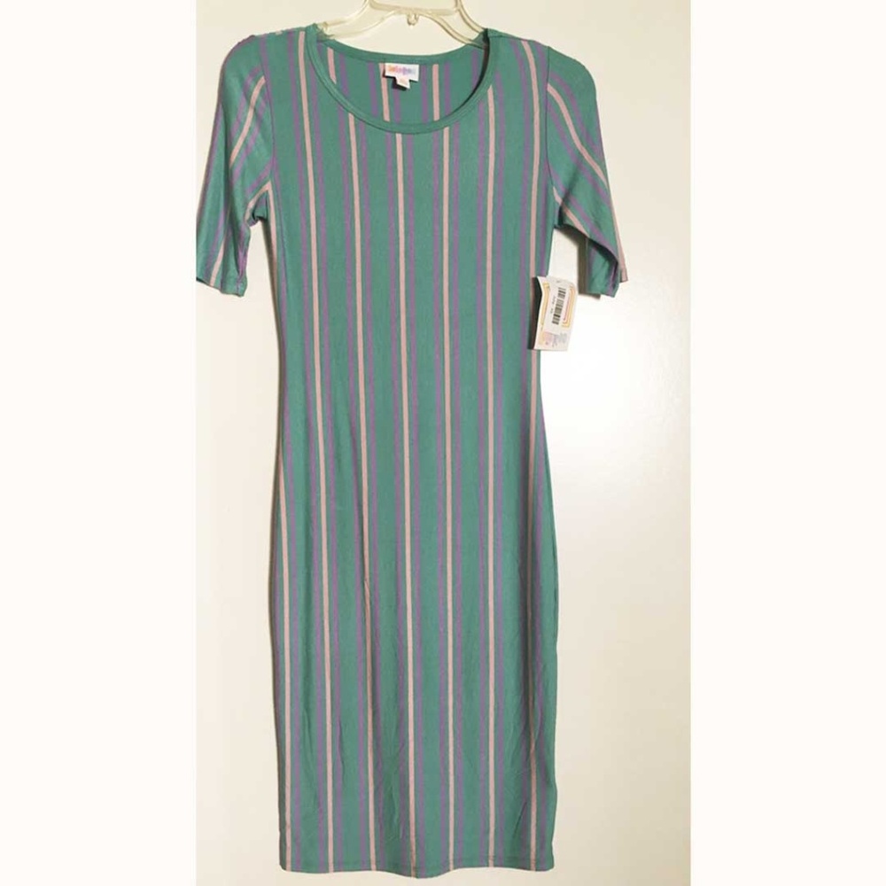 LuLaRoe Julia Dress  Stripe Print  Size XSM (NWT)